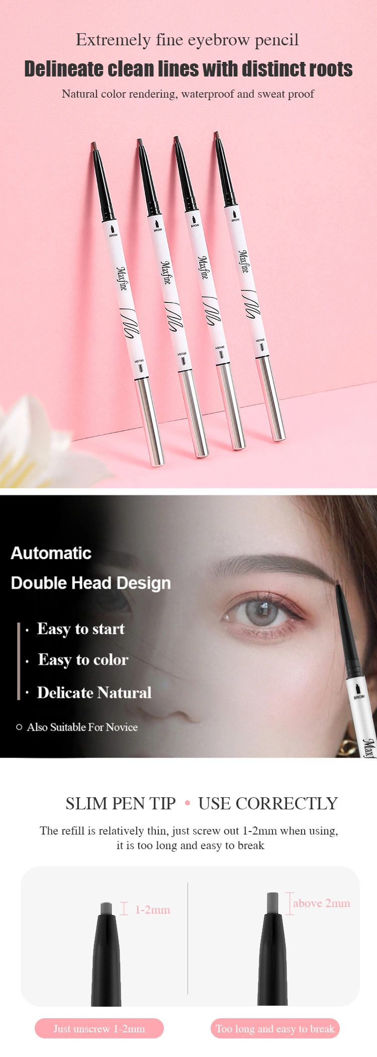 Precise Eye Brow Pencil Private Label Long Lasting Eye Brow Pencil