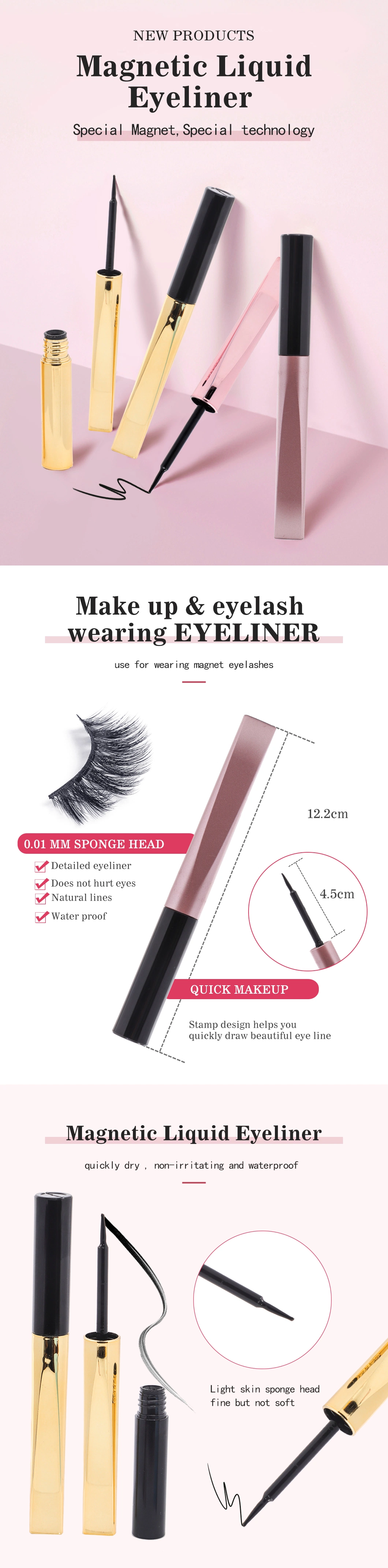 New Long Lasting Magnetic Liquid Eyeliner Eyelashes Waterproof Private Label Eyeliner Pencil Magnetic Eyeliner